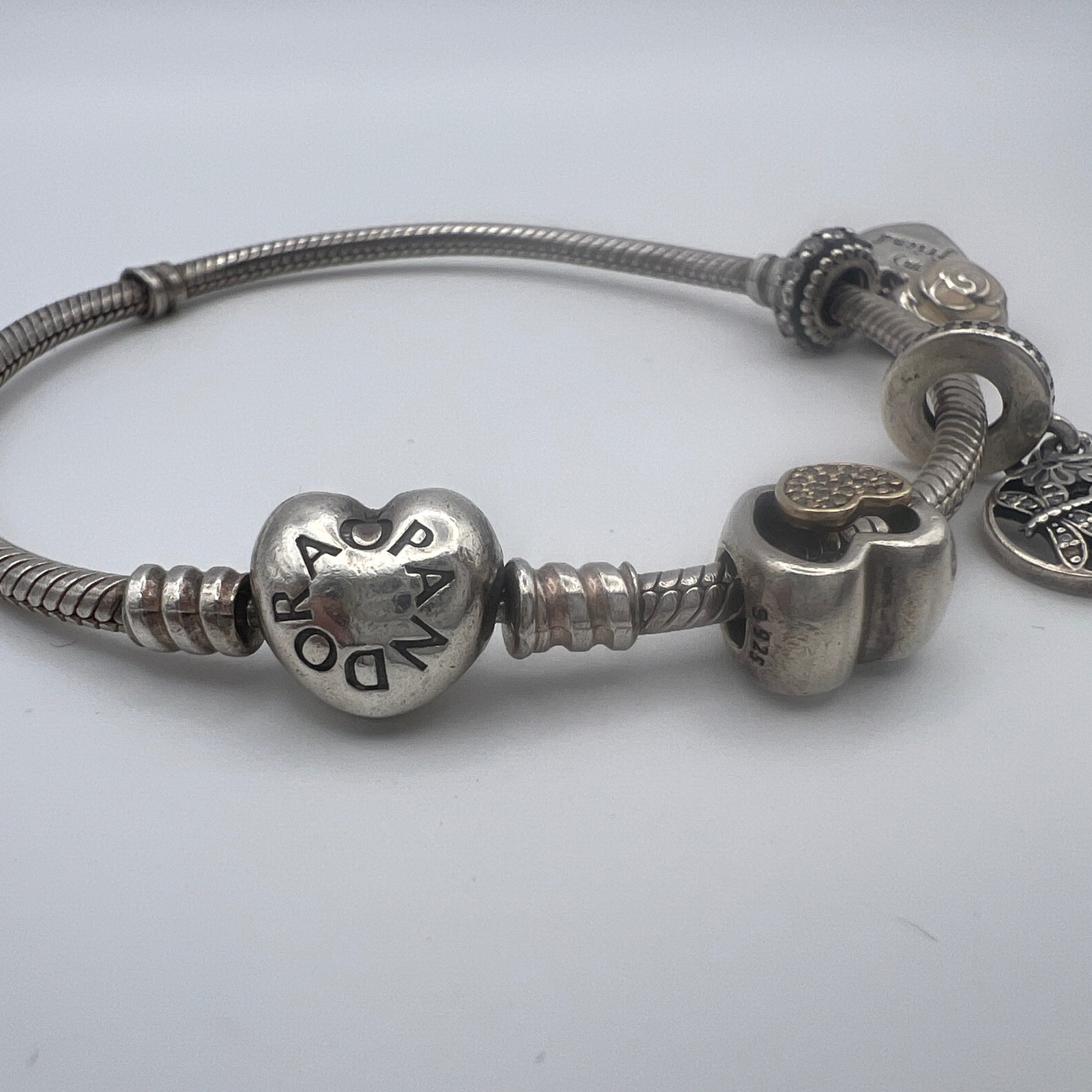 Authentic Pandora Sterling Silver Charm Bracelet W/ Mixed Charms